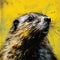 Color Splash: Emotive Wildlife Portrait Of A Ground Beaver In Yellow