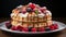 Color Splash Waffle Cake With Berries And Cream