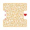 Color square maze. Game for kids. Puzzle for children. Find the right path to the heart. Labyrinth conundrum. Flat vector