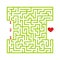 Color square maze. Game for kids. Puzzle for children. Find the right path to the heart. Labyrinth conundrum. Flat vector