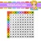 Color square multiplication table from 1 to 100. For the education of children. Isolated on a white background. With a cute