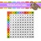 Color square multiplication table from 1 to 100. For the education of children. Isolated on a white background. With a cute