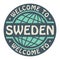 Color stamp with text Welcome to Sweden inside