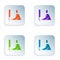 Color Student working at laptop icon isolated on white background. Workplace concept. Set colorful icons in square