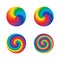 Color swirl twist radial rainbow round design element