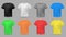 Color t-shirt mockups. Design colorful textile fabric apparel for men and teenagers clothes vector set