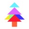 Color tangram in pine or christmas tree shape on white background Vector