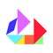 Color tangram in sailing boat shape on white background