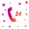 Color Telephone 24 hours support icon isolated on white background. All-day customer support call-center. Gradient