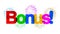 Color text Bonus banner with colorful fireworks - vector