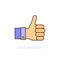 Color thumb up hand flat icon