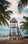 Color toned picture of an empty tropical beach, travel concept, Mexico