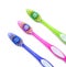 Color toothbrushes on white background