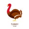 Color turkey icon in flat design. Vector