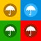 Color Umbrella Icons Set in Flat Design Style.