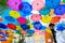 Color umbrellas urban decoration