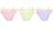 Color underpants hanging isolated on a white