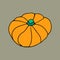 Color vector hand drawn doodle orange pumpkin icon. doodle style graphic elements