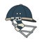 Color vector icon british cricket defense helmet. Sport equipment success symbol. Head protection. Athletic competition