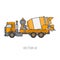 Color vector icon construction machinery truck cement mixer. Industrial style. Corporate cargo delivery. Commercial