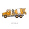 Color vector icon construction machinery truck cement mixer. Industrial style. Corporate cargo delivery. Commercial