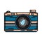 Color vector icon with digital slr professional camera. Photography art. Megapixel photocamera. Cartoon style