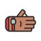 Color vector icon leather cricket glove. Sport equipment success symbol. Athletic competition activity. Pitcher, beater