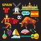 Color vector icons and illustrations of Spain
