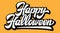 Color vector illustration with calligraphic inscription Happy Halloween