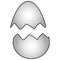 Color vector illustration-cracked eggshell, two parts. The chicken hatched. Isolated background. Cartoon style.