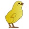 Color vector illustration of a proud chicken preparing for Easter. Yellow ball. Chick on an isolated background.