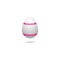 Color vector illustration of a white Easter egg with a pink necklace ornament. Outline on an isolated background.