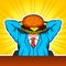 Color vector modern art collage with elements of pop art style. The combination of a burger and an office worker. Conceptual colla