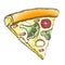 Color Vegetarian Italian Slice Pizza Monochrome Vector