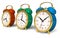 Color vintage alarm clocks