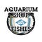 Color vintage aquarium shop emblem