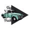 Color vintage car tow truck emblem