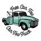 Color vintage car tow truck emblem