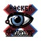 Color vintage hacker protection emblem