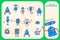 Color visual puzzle page for preschool kids. Find identical images game. Robots for children