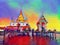 Color of wat hong tong in Chachoengsao Thailand