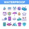 Color Waterproof, Water Resistant Materials Vector Linear Icons Set