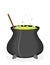 Color witch pot with potion in Cartoon style