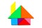 Color wood tangram puzzle in home shape