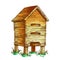 Color Wooden Beehive Apiary On Grass Apiculture Vector