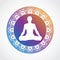 Color yoga pose spiritual mandala circle vector symbol