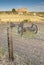 Colorado farmers field with a wood wagon