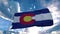 Colorado flag on a flagpole waving in the wind in the sky. State of Colorado in The United States of America. 3d