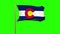 Colorado flag with title waving in the wind