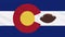 Colorado flag waving and american football ball rotates, loop